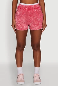 Womens Chic High-Waisted Mineral Wash Shorts, Pink, Size S