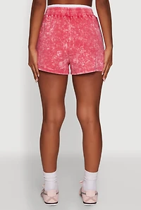 Womens Chic High-Waisted Mineral Wash Shorts, Pink, Size S