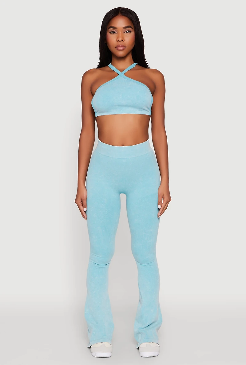 Womens Seamless Caged Open Back Crop Top,