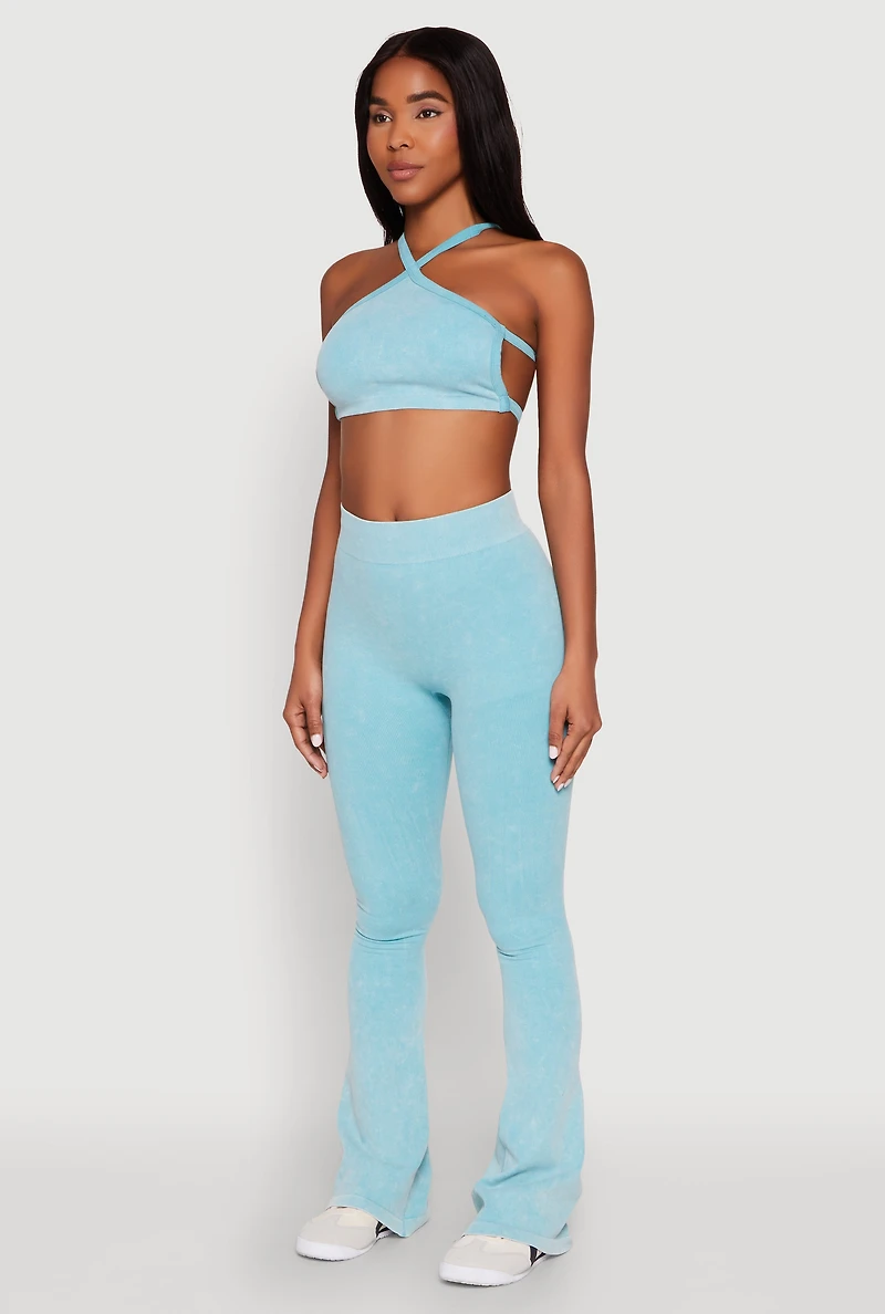 Womens Seamless Caged Open Back Crop Top,