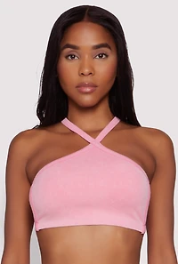 Womens Seamless Caged Open Back Crop Top, Pink, Size L-XL