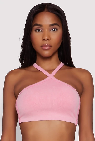 Womens Seamless Caged Open Back Crop Top, Pink, Size S-M