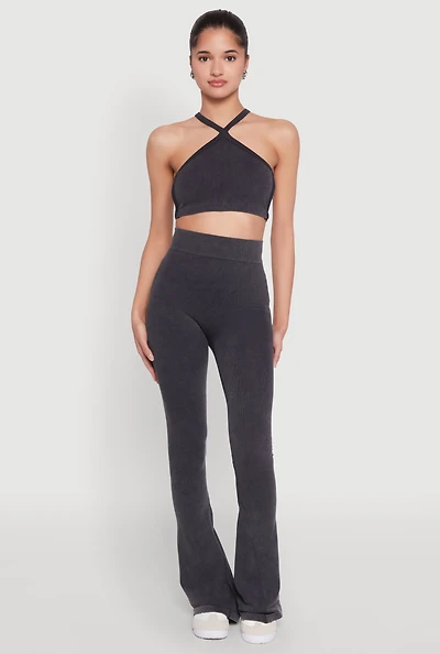 Womens Mineral Wash Seamless Flared Pants,