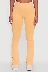 Womens Mineral Wash Seamless Flared Pants, Orange, Size L-XL