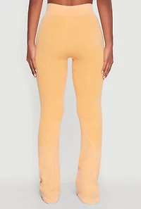 Womens Mineral Wash Seamless Flared Pants, Orange, Size L-XL