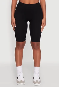 Womens Seamless Rib Knit High Waisted Bike Shorts, Black, Size S-M