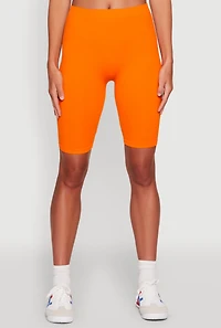 Womens Seamless Rib Knit High Waisted Bike Shorts, S-M