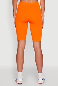Womens Seamless Rib Knit High Waisted Bike Shorts, S-M