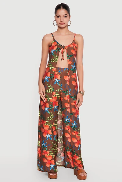 Floral Tie Front Maxi Top