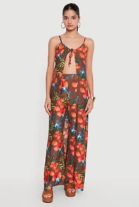 Floral Tie Front Maxi Top