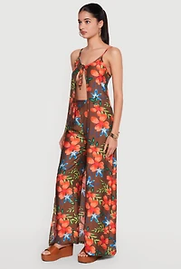 Floral Tie Front Maxi Top