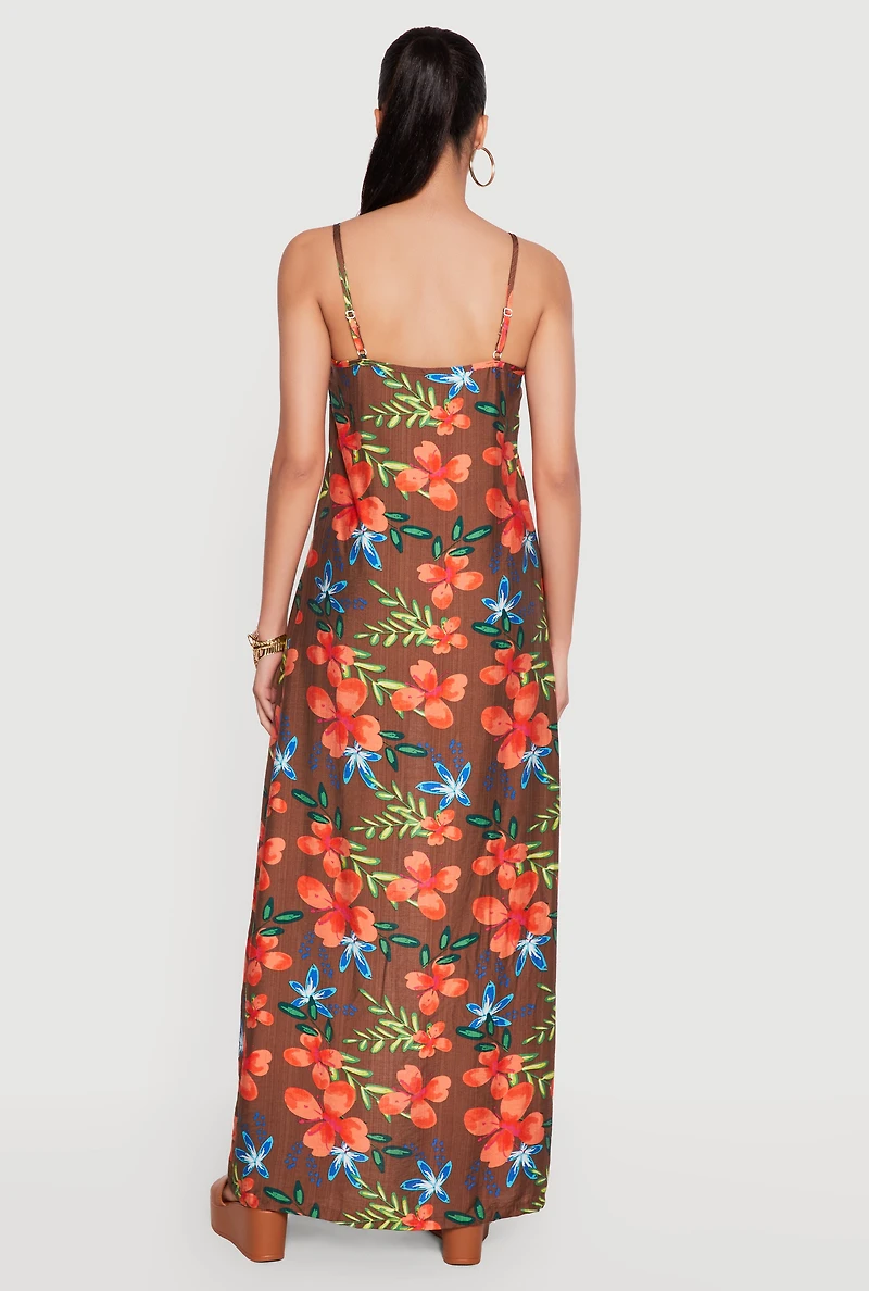 Floral Tie Front Maxi Top