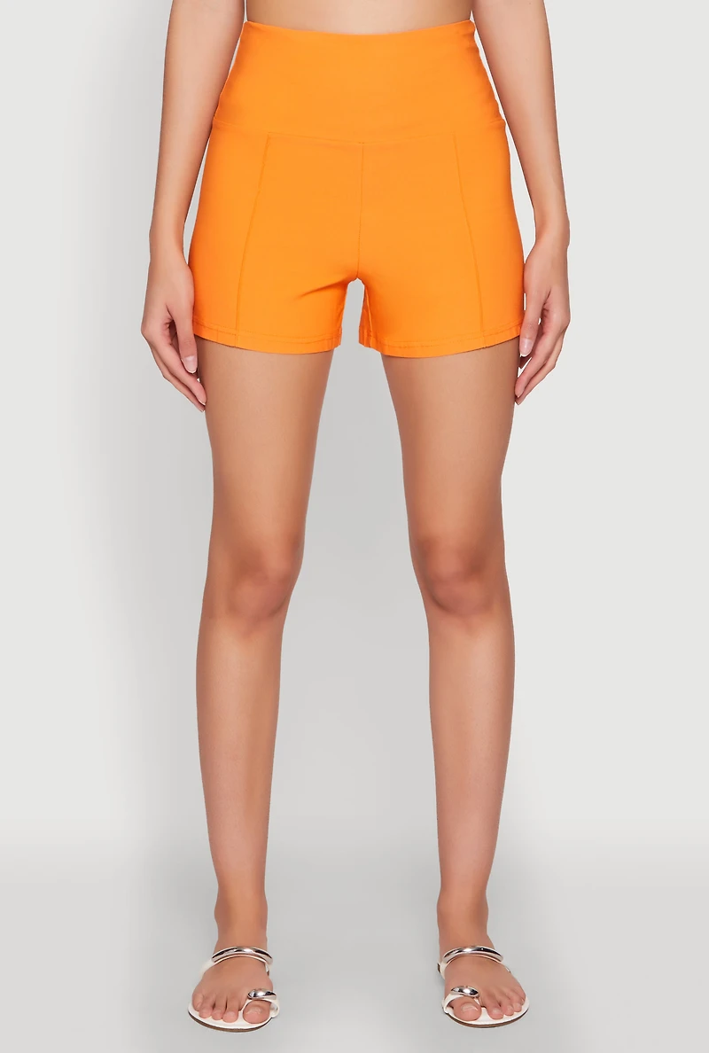 Womens High Waisted Pintuck Shorts, S