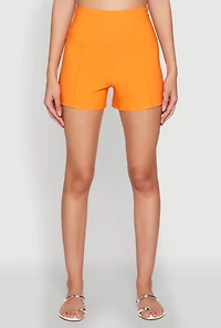 Womens High Waisted Pintuck Shorts, S