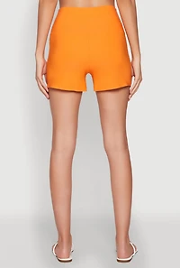 Womens High Waisted Pintuck Shorts, S
