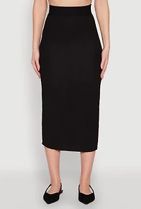 Textured Knit Midi Pencil Skirt