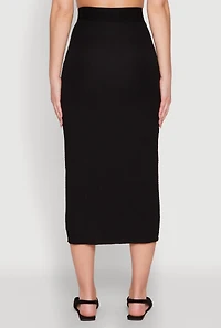 Textured Knit Midi Pencil Skirt