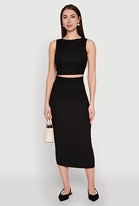 Womens Sleeveless Textured Knit Crop Top,
