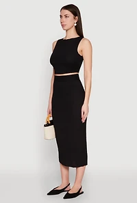 Womens Sleeveless Textured Knit Crop Top,