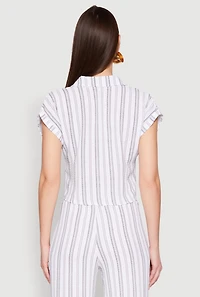 Womens Airy Striped Pattern Shirt, White, Size S