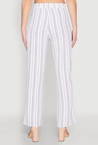 Womens Airy Striped Pattern Pants, White, Size XL
