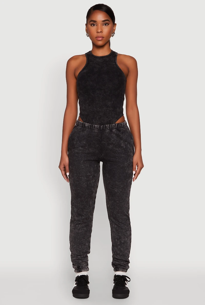 Womens Mineral Wash Jogger, Black, Size M