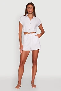 Stylish High Waisted Shorts with Elastic Waist
