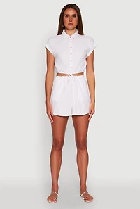 Stylish High Waisted Shorts with Elastic Waist