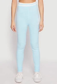 Womens Daisy Brushed Knit 10 High Waisted Sweatpants, Blue, Size L