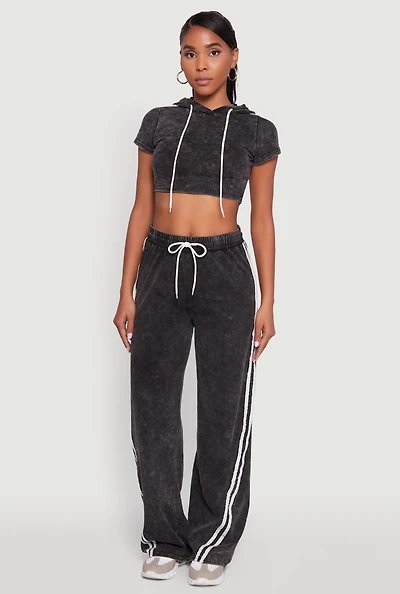 Womens Daisy Mineral Wash Drawstring Waist Active Pants,