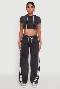 Womens Daisy Mineral Wash Drawstring Waist Active Pants,