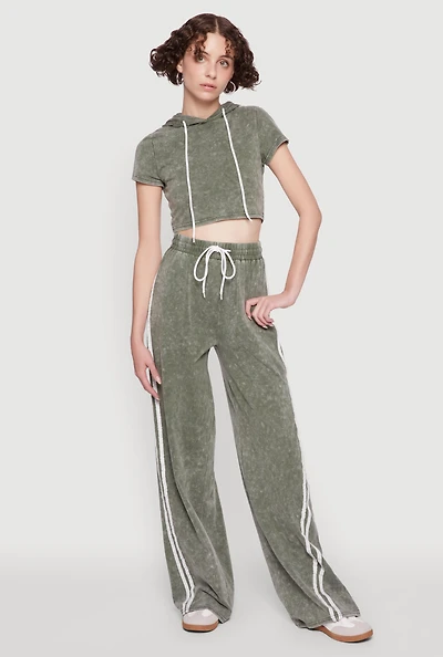 Womens Daisy Mineral Wash Drawstring Waist Active Pants,