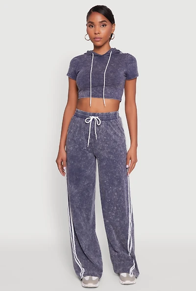 Womens Daisy Mineral Wash Drawstring Waist Active Pants,