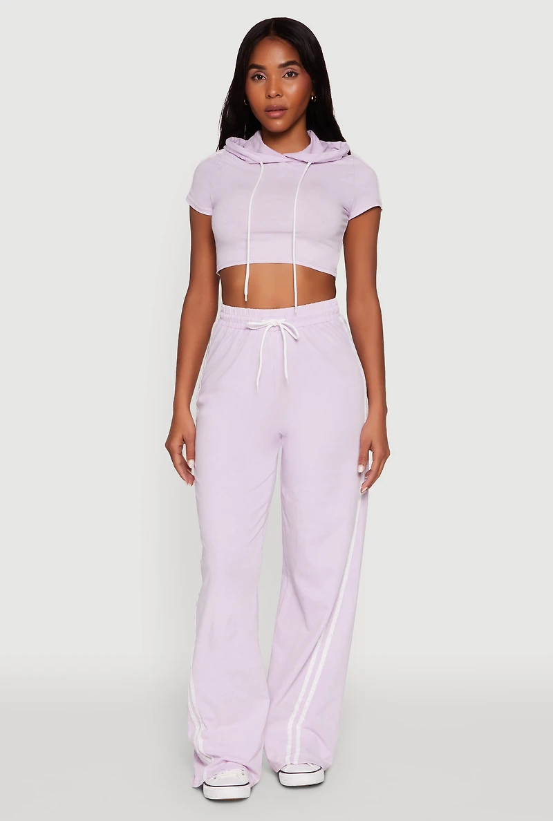 Womens Daisy Mineral Wash Drawstring Waist Active Pants, Purple, Size S