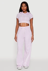 Womens Daisy Mineral Wash Drawstring Waist Active Pants, Purple, Size S