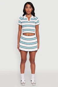 Womens Daisy Classic Fit Striped Cropped Polo Shirt, S