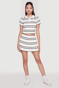 Daisy Striped Pleated Skort