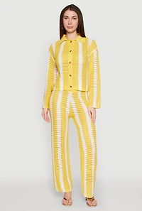 Daisy Striped Pointelle Crochet Shirt