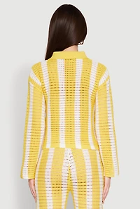Daisy Striped Pointelle Crochet Shirt