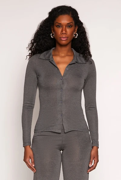 Daisy Button Front Long Sleeve Shirt