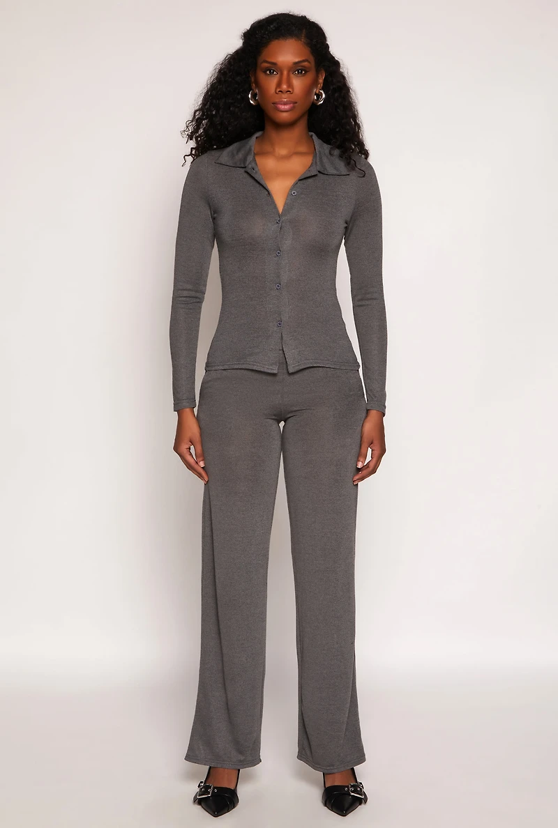 Daisy Button Front Long Sleeve Shirt