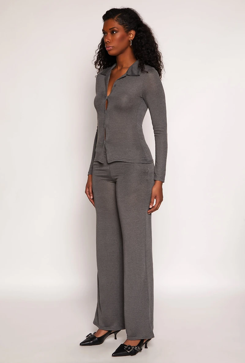 Daisy Button Front Long Sleeve Shirt