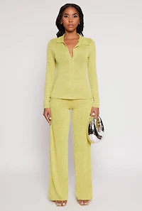 Womens Daisy Button Front Long Sleeve Shirt, Yellow, Size S