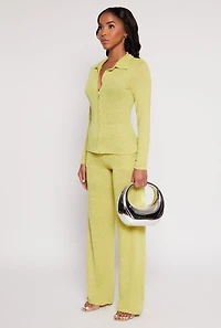 Womens Daisy Button Front Long Sleeve Shirt, Yellow, Size S