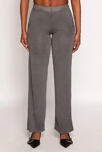 Womens Daisy High Waisted Wide Leg Pants, Grey, Size S