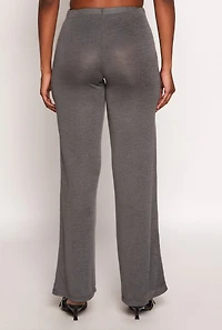 Womens Daisy High Waisted Wide Leg Pants, Grey, Size S