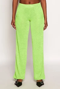 Womens Daisy High Waisted Wide Leg Pants, Green, Size M