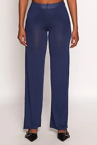 Womens Daisy High Waisted Wide Leg Pants, Blue, Size M