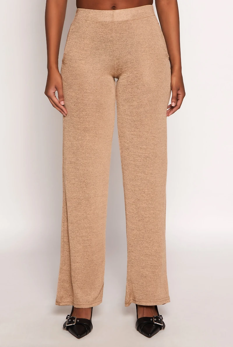 Womens Daisy High Waisted Wide Leg Pants, Khaki, Size S