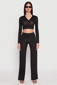 Womens Daisy Long Sleeve Cropped Polo Shirt,